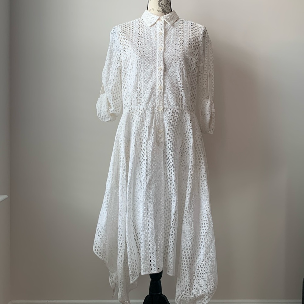 BCBG MaxAzria Eyelet Asymmetric Dress